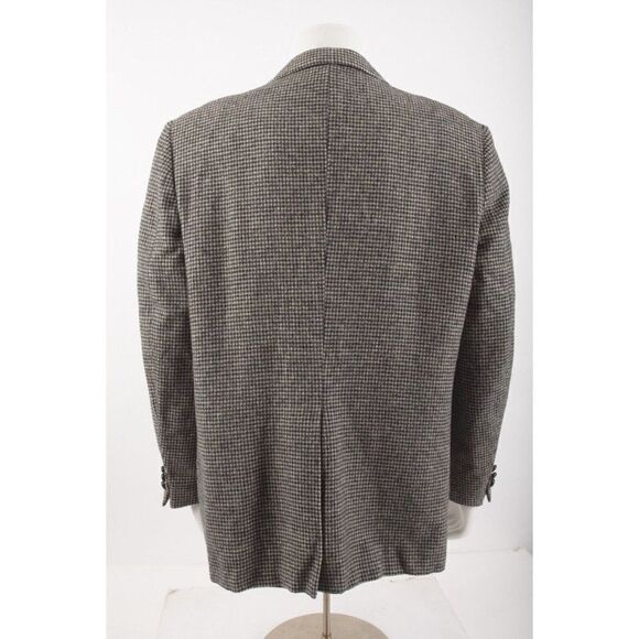 Woolrich Mens Wool Houndstooth Blazer Suit Jacket Large Black White Sport Coat - Picture 4 of 7